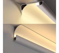 XJBWSDE Crown Molding LED Channel Indirect Lighting, Led Baseboard Skirting Track Lighting Channel, Ceiling/Wall Washer Lighting Aluminum Profile(Large,2.4m/7.9ft)
