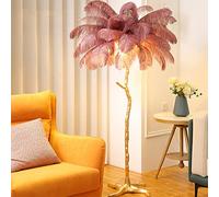 XJBWSDE Feather Floor Lamp, Feather Lamp with 5 Led Light Sources, Ostrich Feather Lamp,Ostrich Feather Floor Lamp 100% Resin Lamp Decor Gift for Living Room, Home & Office - Perfect Reading Light