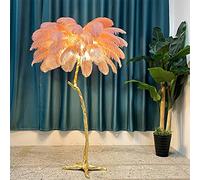 XJBWSDE Feather Floor Lamp, Feather Lamp with 5 Led Light Sources, Ostrich Feather Lamp,Ostrich Feather Floor Lamp 100% Resin Lamp Decor Gift for Living Room, Home & Office - Perfect Reading Light