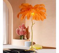 XJBWSDE Feather Floor Lamp, Feather Lamp with 5 Led Light Sources, Ostrich Feather Lamp,Ostrich Feather Floor Lamp 100% Resin Lamp Decor Gift for Living Room, Home & Office - Perfect Reading Light