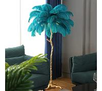 XJBWSDE Feather Floor Lamp, Feather Lamp with 5 Led Light Sources, Ostrich Feather Lamp,Ostrich Feather Floor Lamp 100% Resin Lamp Decor Gift for Living Room, Home & Office - Perfect Reading Light
