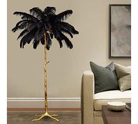 XJBWSDE Feather Floor Lamp, Feather Lamp With 5 Led Light Sources, Ostrich Feather Lamp,Ostrich Feather Floor Lamp 100% Resin Lamp Decor Gift For Living Room, Home & Office - Perfect Reading Light