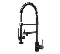 XJBWSDE Heavy Duty Commercial Style Kitchen Sink Single Handle Pre Rinse Spring Sprayer Kitchen Faucets, High Arc Pull Down Matte Black Kitchen Faucet(Brushed Gold)