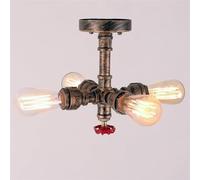 XJBWSDE Industrial Vintage Ceiling Lamp Retro Style Ceiling Light Fixture 4 Lights Steampunk Metal Pipe Rustic Indoor Home Retro Chandelier for Kitchen Bar Restaurant Pendant Light
