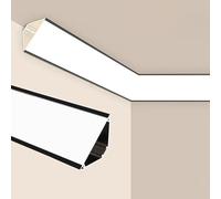 XJBWSDE Led Crown Molding Lighting Channel for Wall Ceiling Edge, Black Led Channel with Clear Cover, Led Aluminum Profile Baseboard Lighting for Cornice(3.8m/12.5ft)