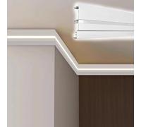 XJBWSDE Led Indirect Lighting Cove Molding Channel, Crown Moulding Profile for Led Light Strips, Living Room/Bedroom/Theater Lighting System, Surface Mounted(1.8m/5.9ft)