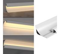XJBWSDE Led Strip Diffuser Trim Baseboard Led Light Cover, Replacing Plaster Lines Crown Molding Channel, Linear LED Channel for Theater Bedroom Hallways(Small,5m/16.4ft)