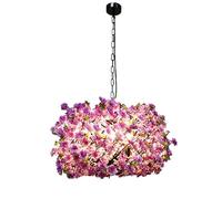 XJBWSDE Modern Artificial Floral Chandelier - 55cm Faux Flower Ceiling Light with Adjustable 100cm Chain,3 E14 Bulb Compatibility for Restaurants,Cafes,Bedrooms(D-55cm, Purple)