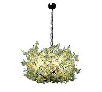 XJBWSDE Modern Artificial Floral Chandelier - 55cm Faux Flower Ceiling Light with Adjustable 100cm Chain,3 E14 Bulb Compatibility for Restaurants,Cafes,Bedrooms(D-55cm, Green)