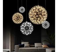 XJBWSDE Modern Industrial Chandelier LED Pendant Light Fixture with Starry Lampshade, Adjustable Hanging Lights for Kitchen Island, Living Room, Dining Room, Ceiling Lighting(Neutral,20CM-LED-12)