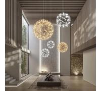 XJBWSDE Modern Industrial Chandelier LED Pendant Light Fixture with Starry Lampshade, Adjustable Hanging Lights for Kitchen Island, Living Room, Dining Room, Ceiling Lighting(Neutral,40CM-LED-42)