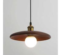 XJBWSDE Nordic Chandelier E27 Base Single Head Pendant Light Wood Shade Ceiling Lighting Adjustable Hanging Lights Droplight for Dining, Living Room, Kitchen Island(Brown,28CM)