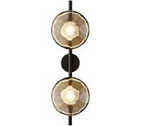 XJBWSDE Plating Simplicity Iron Wall Sconce Post-Modern Double-Headed Home Decoration Glass Wall Light Living Dining Room Corridor Hotel Entrance Nordic Bedroom Bedside Wall Lamp Decor Ambient Lamp