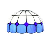 XJBWSDE Tiffany Lamp Shade Replacement, 8 Inch Blue White Check Style Stained Glass Lampshade, Vintage Handmade Ceiling Light for Pendant Floor Lamps Wall