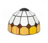 XJBWSDE Tiffany Lamp Shade Replacement, 8 Inch Simple Check Mediterranean Stained Glass Light Vintage Handmade Decor Ceiling for Table Pendant Wall Lamp(Giallo)