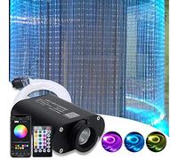 XJBWSDE Upgraded 16W Fibre Optic Curtain Light APP Waterfall Kit for House Decor Sensory Room or Autistic Kids, RGBW Sound Activated Engine+Flash Point Fiber Cable300pcs