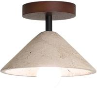 XJBWSDE Yellow Travertine Ceiling Light Cone Semi Flush Mount Ceiling Light Modern Close to Ceiling Lamp with E26/E27 Base for Farmhouse Kitchen Corridor Porch(Walnut Wood)