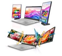 XJCIX 14" 1200P IPS Triple Screen Portable Laptop Monitor Extender with USB Docking Station, 1920x1200 FHD Plug-Play Detachable Travel Display for 13"-17" Notebook for HDMI,USB-A and USB-C