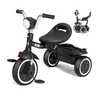 XJD Kids Tricycles Toddler Tricycle 3 Wheel Baby Trikes for Foldable Bike Bicycle with Removable Pedals and Adjustable Seat for 2-5 Year Olds Boys Girls Gifts, Black