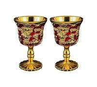 Xjdzineq 2Pieces Artistic Old Worlds Design Tall Drinking Glasses Alloys for Indoor and Outdoor Use Drinking Glasses