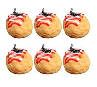 Xjdzineq 6Pcs Atificial Takoyaki Models Simulation Grilled Meat Rounds Models Photography Props for Kitchen Decoration Display Photography Props