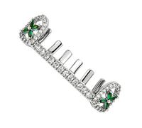 Xjdzineq Alloy Teeth Grill Adorned with Beautiful Green Zircon Four Leaves Clovers Accessory for Fashion Enthusiasts Tradition Fit Tooth Stone