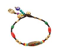 Xjdzineq Artisanal Handcrafted Tibetan Nepalese Beaded with Natural Turquoise Stones for Cultural Fashion Expression Beaded Hand Chain