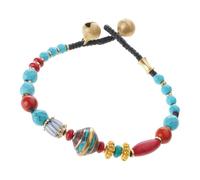 Xjdzineq Artisanal Handcrafted Tibetan Nepalese Beaded with Natural Turquoise Stones for Cultural Fashion Expression Beaded Hand Chain