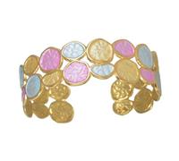 Xjdzineq Artistic Painted Adjustable Cuff Flexible Stainless Steel Accessory for Women & Men Outfits Colorful Drip Enameled Adjustable Bangle