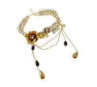 Xjdzineq Beautiful Art Styles Fringe Necklace with Intricate Beadwork and Lightweight Alloy Construction Clavicle Chain Retro Geometric Pendant Collarbone Chain
