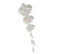 Xjdzineq Butterfly Orchids Necklace with Adjustable Chain Sweater Chain Accessories for Traditional Outfits Chinese Fashion Floral Pendant Necklace