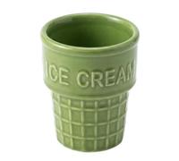 Xjdzineq Ceramic Treat Cup Ice Cream Cone Shape Serving Bowl Waffles Dessert Container for Home Use Ice Milk Point Earthenware Cup
