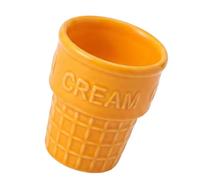 Xjdzineq Ceramic Treat Cup Ice Cream Cone Shape Serving Bowl Waffles Dessert Container for Home Use Ice Milk Point Earthenware Cup