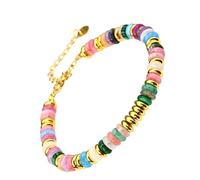 Xjdzineq Colorful Natural Stone Beads Bangle Waterproof Bohemia Beaded Wristchain Jewelry Women Dopamine Aesthetic Jewelry