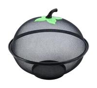 Xjdzineq Countertop Fruit Bowl with Lid, Black | Metal Mesh Storage Basket for Kitchen Table Bread Produce Display Organizer Rack