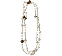 Xjdzineq Fashionable Beaded Collar Necklace Glass Pearls Tigereye Stone Collarbone Chain Statement Ladies French Retro Collarbone Chain