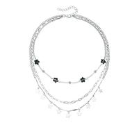 Xjdzineq Five Pointed Star Sequins Three Layer Stackable Necklace in Retro Dark Styles Alloy Construction Ideal Neck Accessory Dark Design