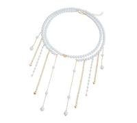 Xjdzineq Fringe Necklaces with Intricate Beadwork and Retro Round Pendant Adjustable Length Clavicle Chain Casual Wear Jewelry