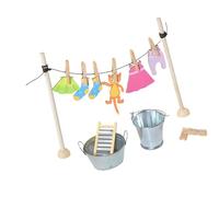 Xjdzineq Kids Wooden Laundry Hanging Toy Set with 21Pcs for Pretend Play and Imagination Development Imaginative Play Cleaning Toy