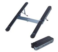 Xjdzineq Lightweight Foldable Laptop Stand with 4 Port USB C Hub Wide Compatibility for Various Sized Electronics Thin Laptop Stand Aluminum