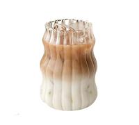 Xjdzineq Modern Design High Borosilicate Glass Coffee Cup with Ribbed Design for Iced Coffee and Milk Bubble Tea Drinks Glass