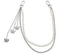 Xjdzineq Multi-Layer Hip Hop Pearl for Butterfly Chain Belt Jeans Pants Chain for Egirl Eboy Goth Aesthetic Accessor Jean Chains for Teen Girls Butterfly Goth