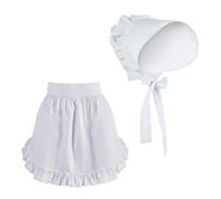 Xjdzineq Prairie Costume Bonnet White Historical Dress Up Accessory | with Gathered Ruffle Styling for Themed Party Reuse