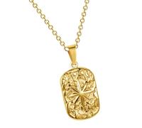 Xjdzineq Rectangle Pendant Necklace Stainless Steel Textured | Link Chain Jewelry Casual Party Outfit Refined Accent, Everyday Layered Look Clear Highlight, Modern Outfit Detail