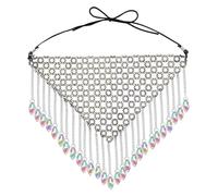 Xjdzineq Rhinestones Mesh Crystal Face Chain for Belly Dancing Shows Masquerade Costume Accessory Jewelry for Women and Girls