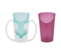 Xjdzineq Spill Proof Nosey Cup with Double Handle Cup Holder Slanted Mouth Dysphagia Vessel Special Drinking Aid with Cutout Design for Elderly Double Handle Drinking