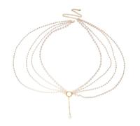 Xjdzineq Sturdy Alloy Multi Layer Fringe Necklace Glasses Finish Elegant Neck Chain for Long Term Storage Multi Layer Tassels Necklace
