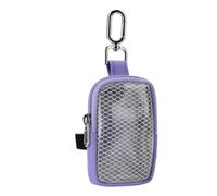 Xjdzineq Zippered Story Card Holder Pouch, Purple | Front Mesh Viewing Pocket, Detachable Clip, Compact Organizer Case Daily Use