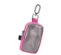 Xjdzineq Zippered Story Card Holder Pouch, Red | Front Mesh Viewing Pocket, Detachable Clip, Compact Organizer Case Daily Use