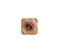XJEIVJIC Boho Big Oval Crystal Ring for Women en Flower Statement Ring
